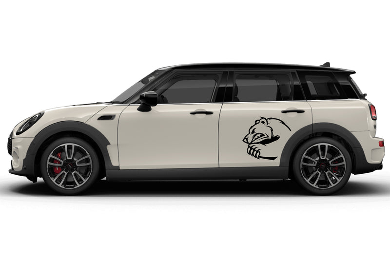 Angry bear side graphics decals for Mini Cooper Clubman
