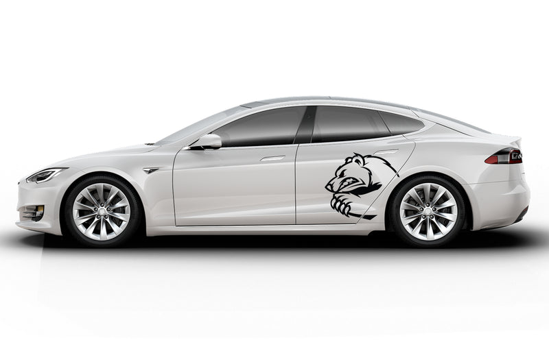 Angry bear side graphics decals for Tesla Model S