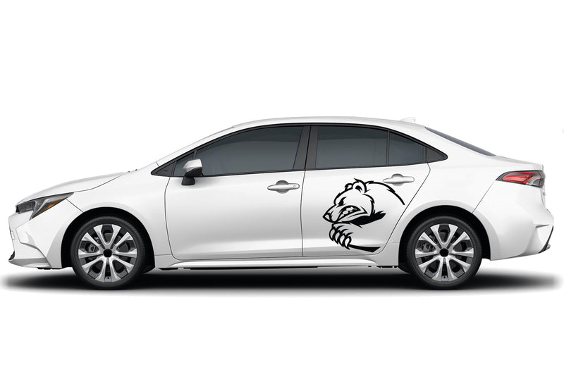 Angry bear side graphics decals for Toyota Corolla