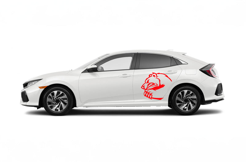 Angry bear side graphics decals for Honda Civic 2016-2021