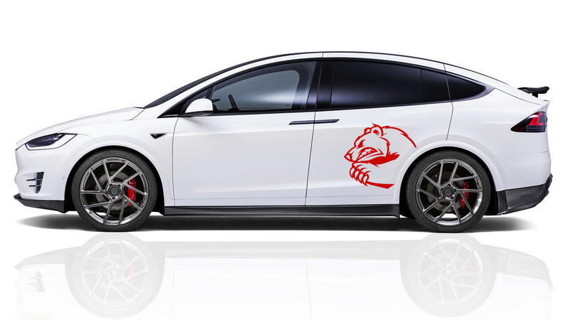 Angry bear side graphics decals for Tesla Model X