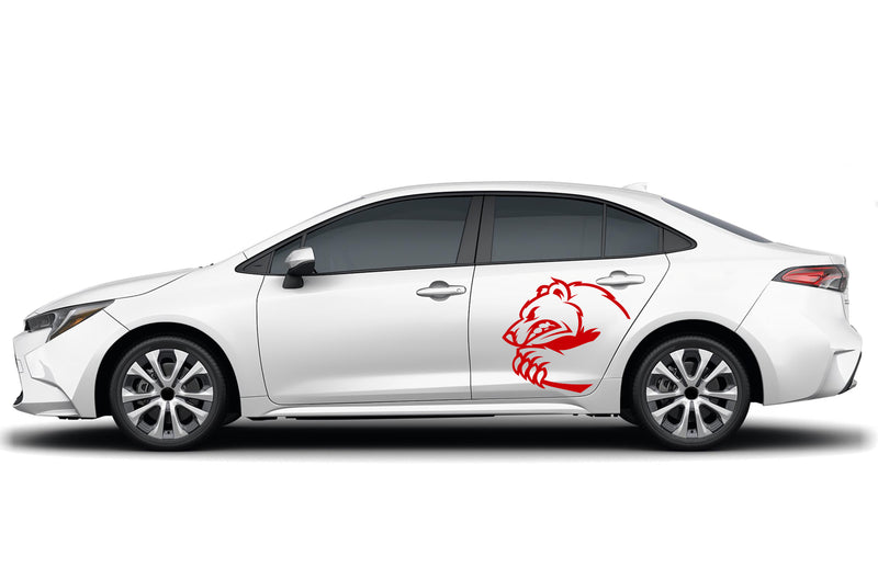 Angry bear side graphics decals for Toyota Corolla