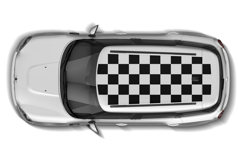 Checkered flag rally roof graphics decals for Mini Cooper Countryman