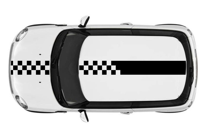 Checkered flag rally stripes graphics decals for Mini Cooper Hardtop