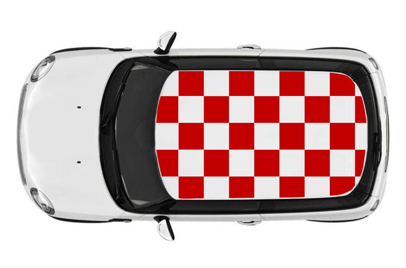 Checkered flag rally roof graphics decals for Mini Cooper Hardtop