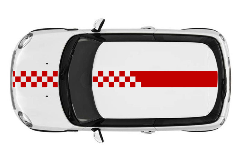 Checkered flag rally stripes graphics decals for Mini Cooper Hardtop