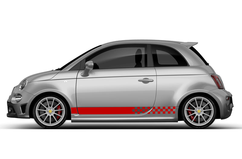 Checkered flag stripes side graphics decals for Fiat F595 Abarth