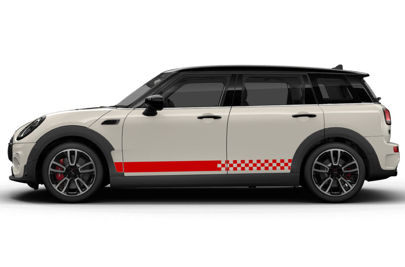 Checkered flag stripes side graphics decals for Mini Cooper Clubman