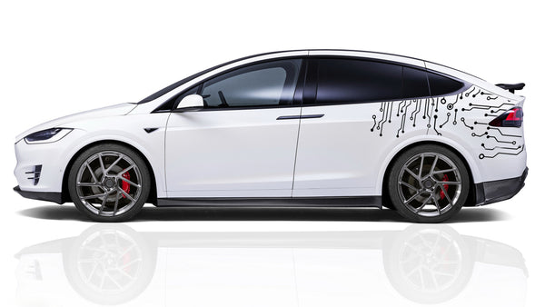 Circuit board side graphics decals for Tesla Model X