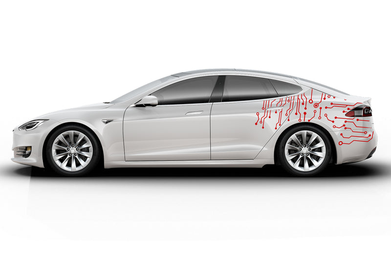 Circuit board side graphics decals for Tesla Model S