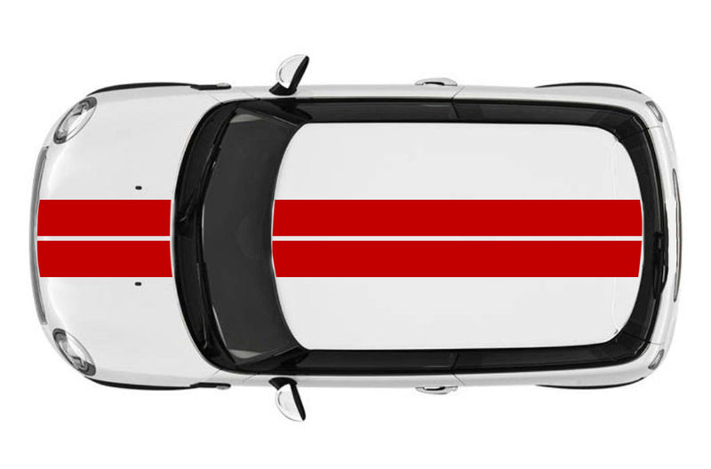 Dual rally racing stripe graphics decals for Mini Cooper Hardtop