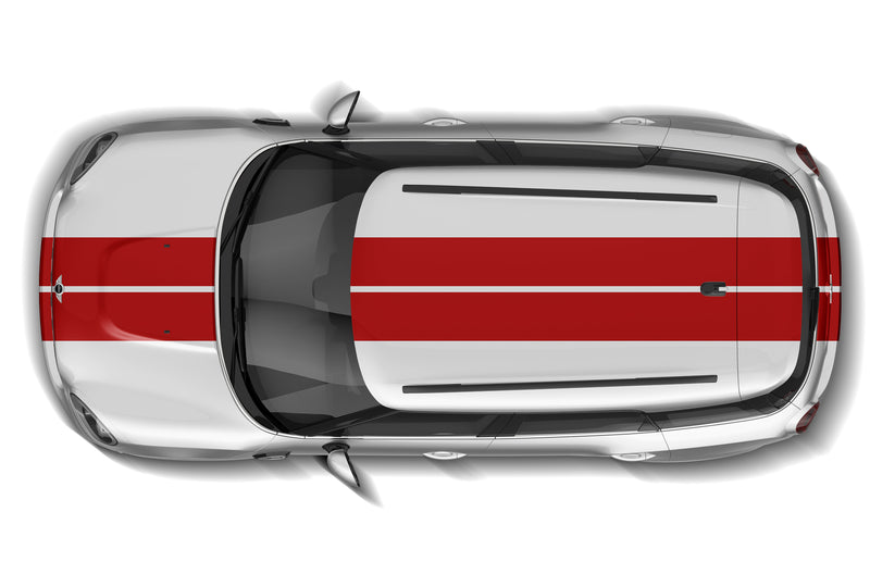 White Rally Racing Stripes Mini Koper Dual rally racing stripes graphics decals for Mini Cooper Countryman