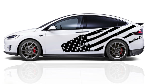 Flag USA side graphics decals for Tesla Model X