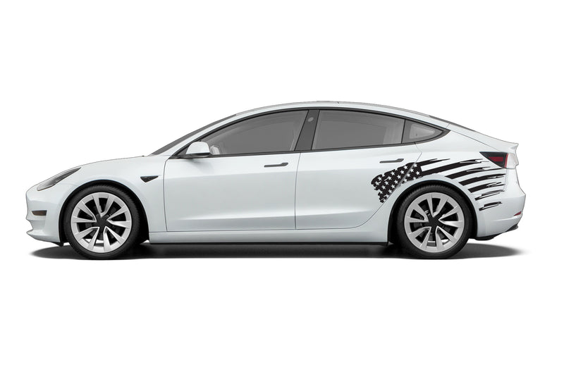 Flag USA back side graphics decals for Tesla Model 3