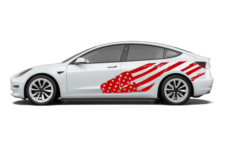 Flag USA side graphics decals for Tesla Model 3