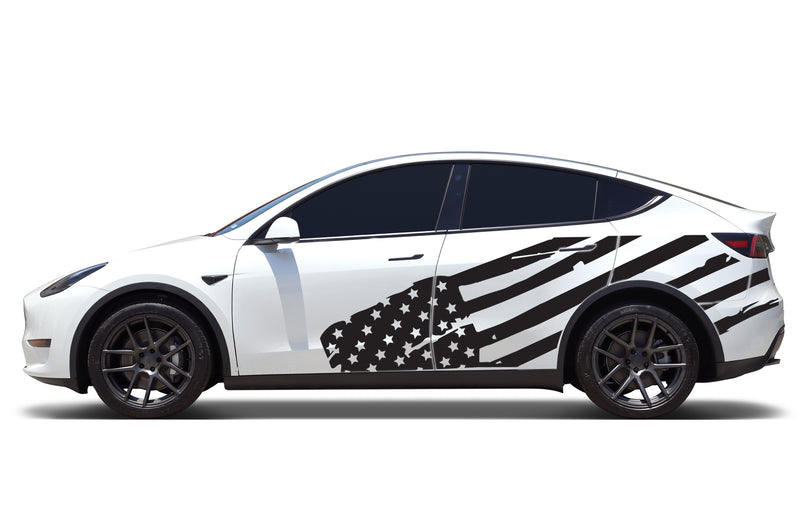 Flag USA side graphics decals for Tesla Model Y