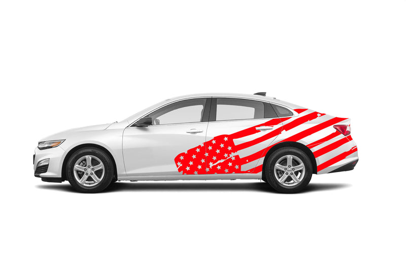 Flag USA side graphics decals compatible with Chevrolet Malibu