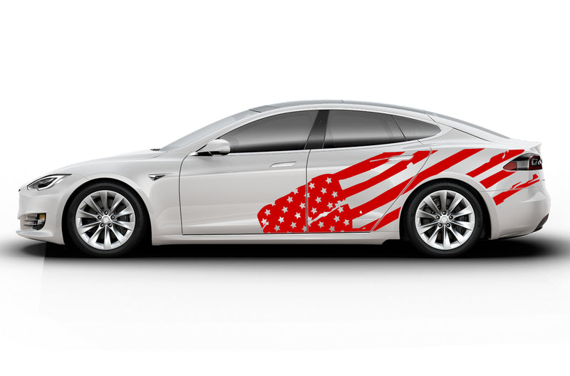 Flag USA side graphics decals for Tesla Model S