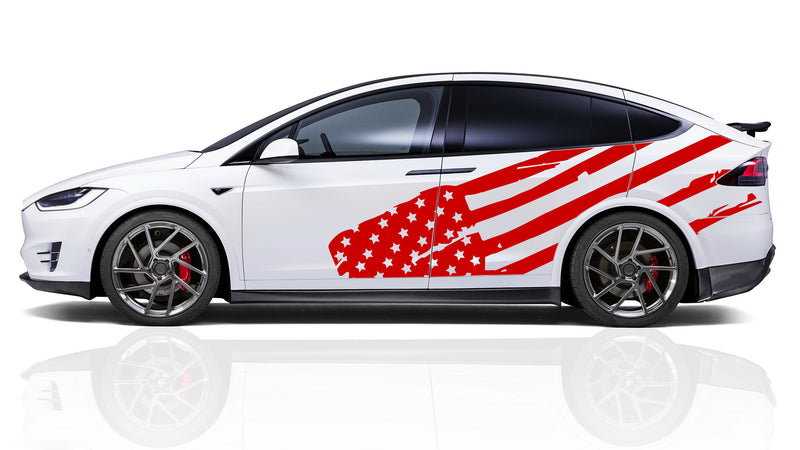 Flag USA side graphics decals for Tesla Model X