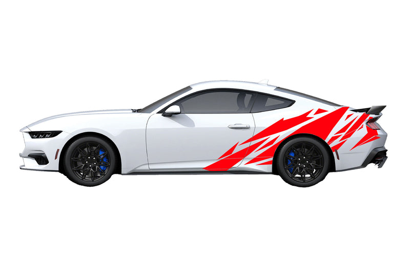 Geometric-patterned side graphics decals for Ford Mustang