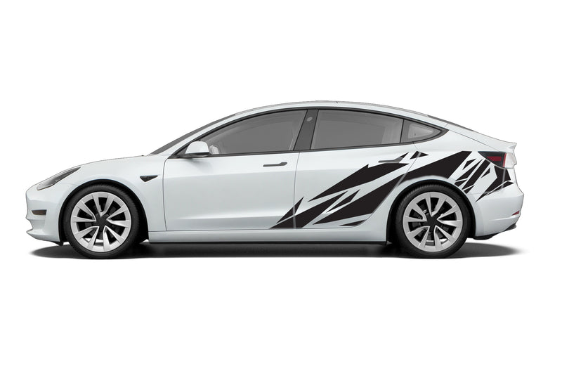 Geometric patterns side graphics decals for Tesla Model 3