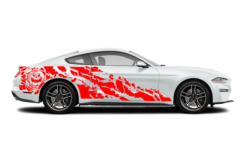 Halloween pumpkin side graphics stickers decals for Ford Mustang