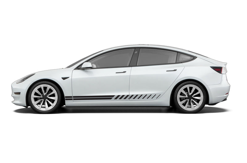 Lower rush stripes side graphics decals for Tesla Model 3