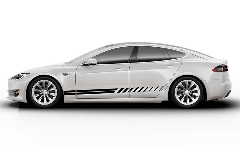 Lower rush stripes side graphics decals for Tesla Model S