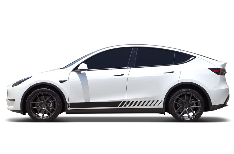 Lower side racing stripes side graphics decals for Tesla Model Y