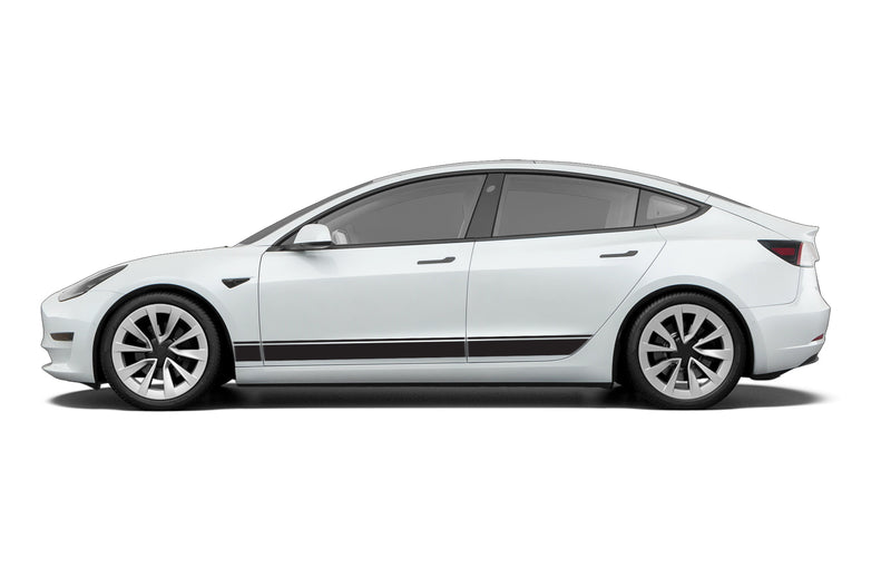 Lower road stripes side graphics decals for Tesla Model 3