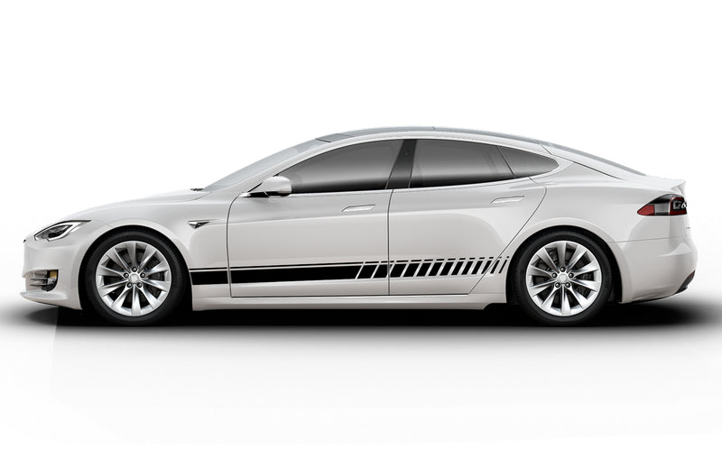 Lower speed stripes side graphics decals for Tesla Model S