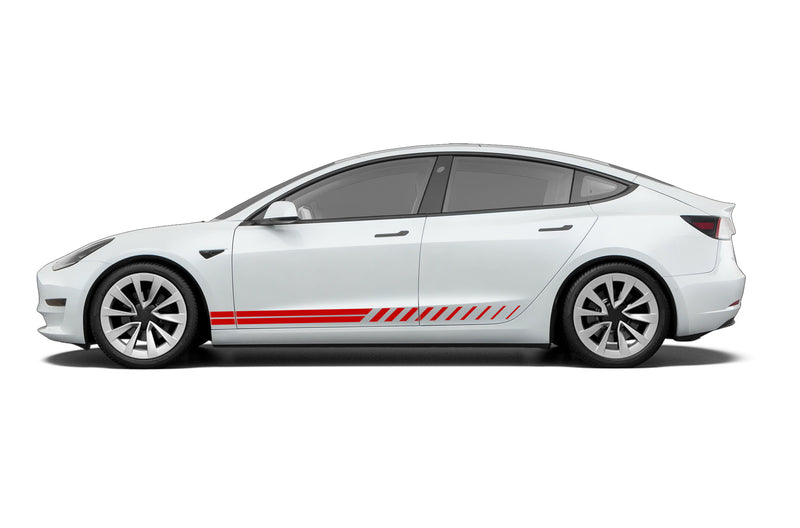 Lower rush stripes side graphics decals for Tesla Model 3