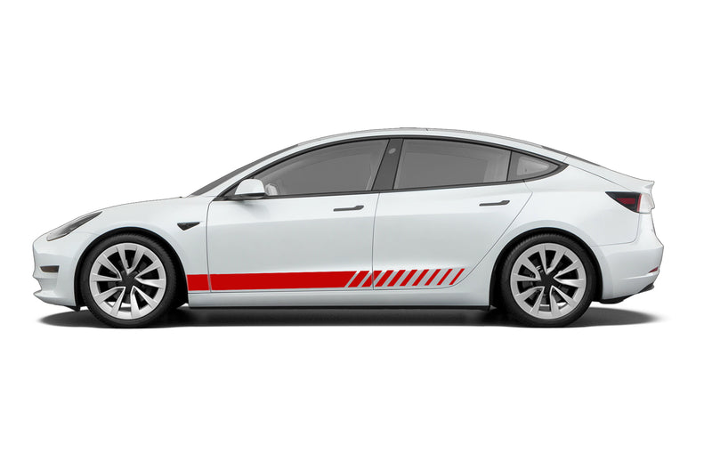 Lower racing stripes side graphics decals for Tesla Model 3