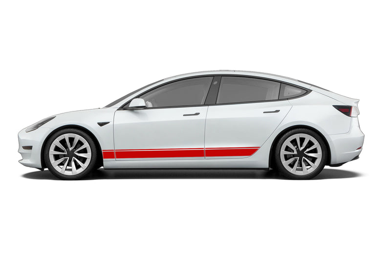 Lower road stripes side graphics decals for Tesla Model 3