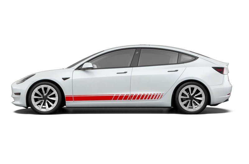 Lower speed stripes side graphics decals for Tesla Model 3