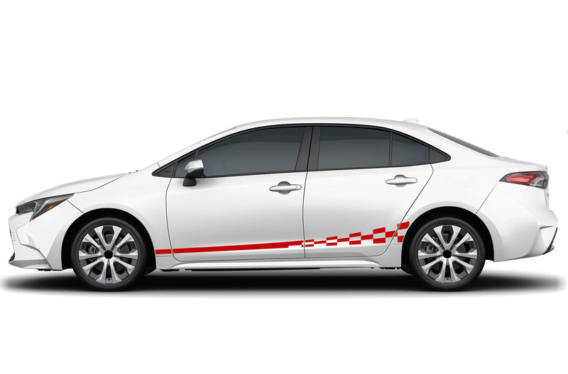 Lower side waving stripes graphics decals for Toyota Corolla