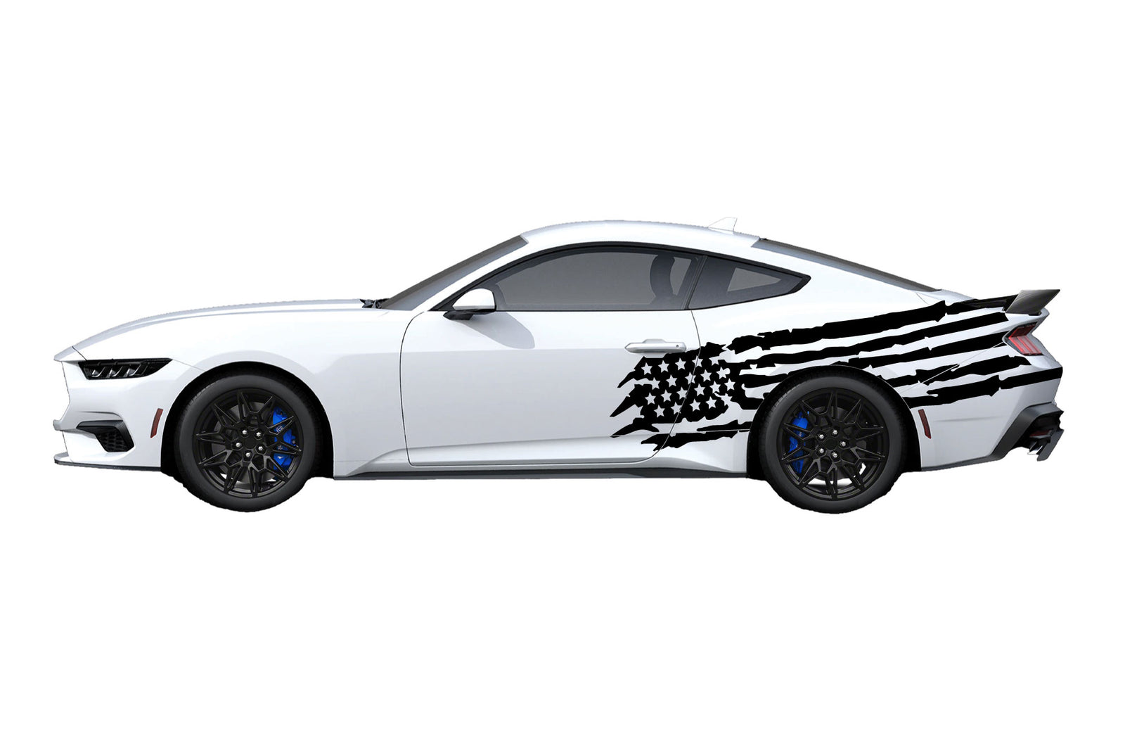 Tattered American Flag Side Graphics Decals For Ford Mustang