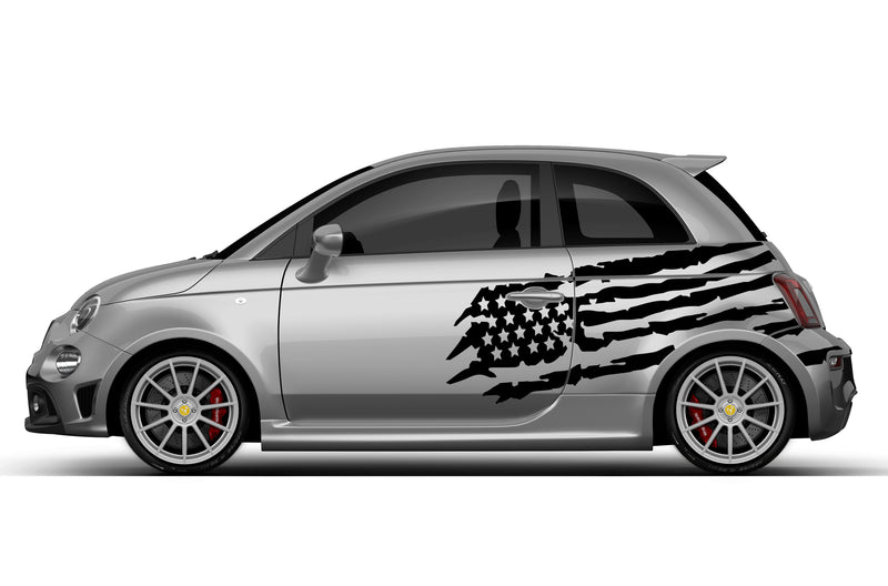 Tattered American flag side graphics decals for Fiat F595 Abarth