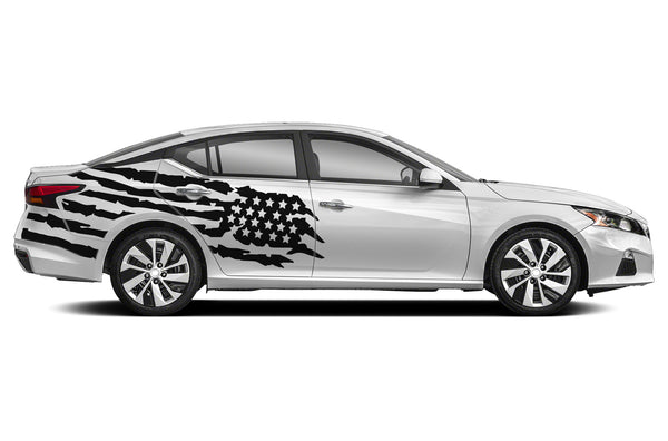 Tattered American flag side graphics decals for Nissan Altima