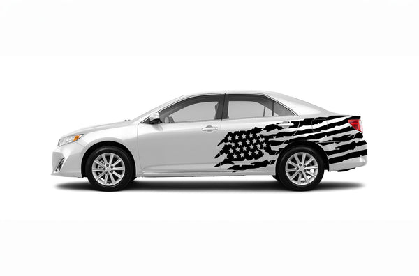 Tattered American flag side graphics decals for Toyota Camry 2012-2017