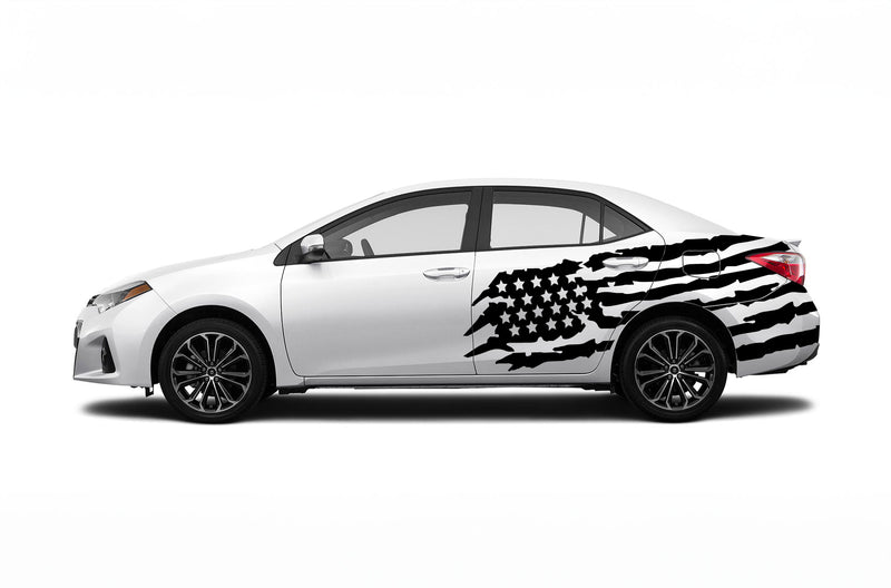 Tattered American side graphics decals for Toyota Corolla 2014-2019