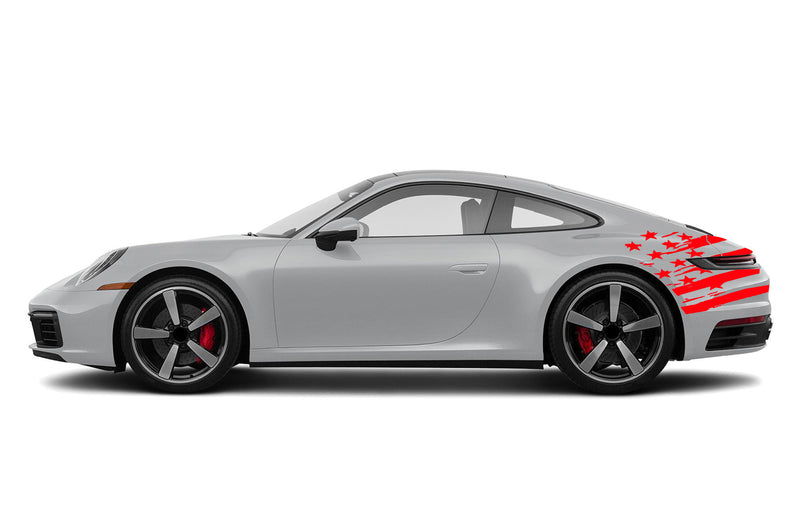 Tattered flag back side graphics decals for Porsche 911 Carrera