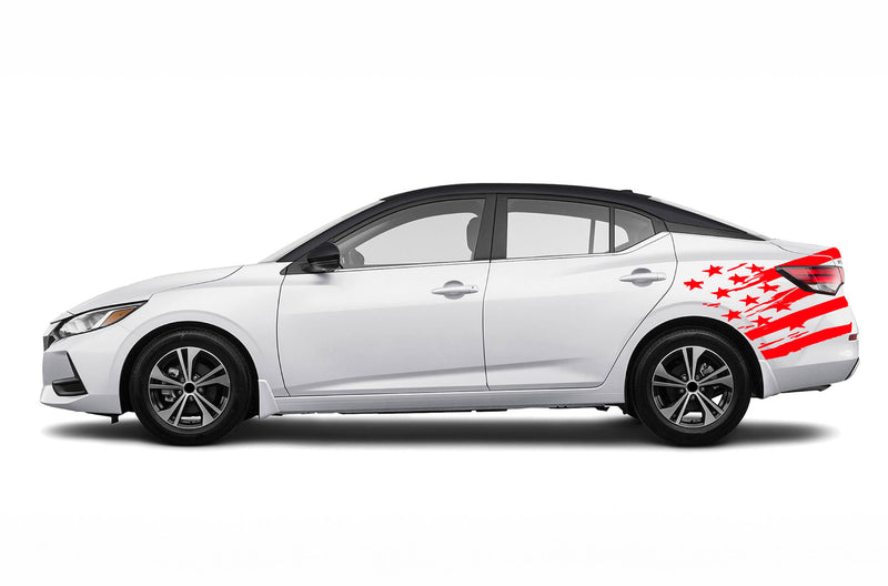 Tattered flag side graphics decals for Nissan Sentra