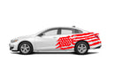 Tattered American flag side graphics decals compatible with Chevrolet Malibu
