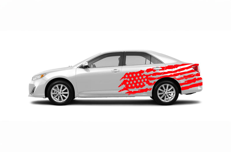 Tattered American flag side graphics decals for Toyota Camry 2012-2017