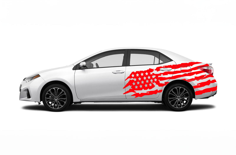 Tattered American side graphics decals for Toyota Corolla 2014-2019