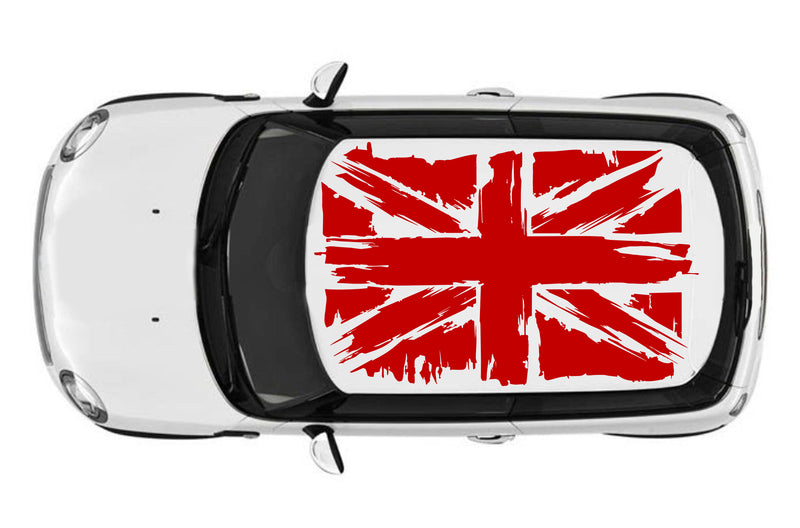 Tattered UK flag roof graphics decals for Mini Cooper Hardtop
