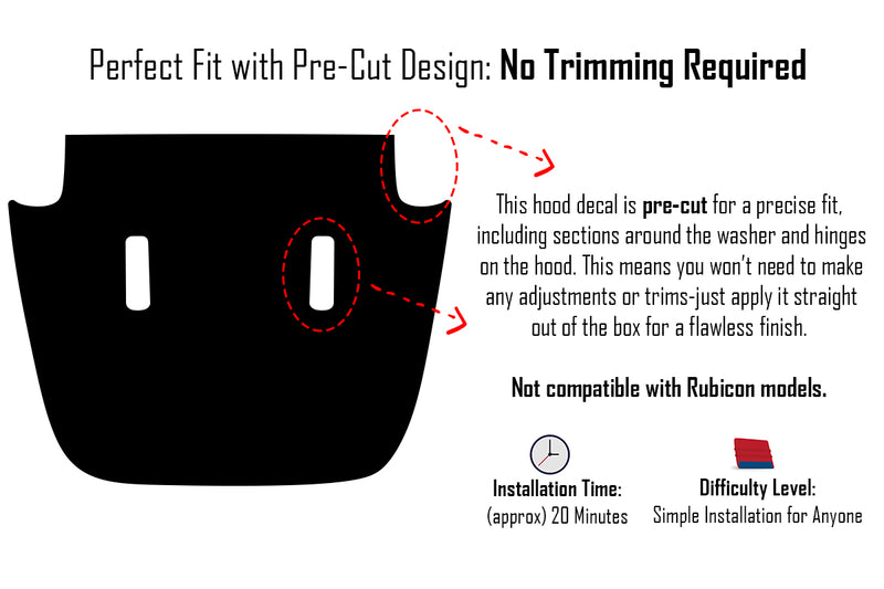 Pre-Cut Blackout Hood Graphic Compatible with Wrangler JL and Gladiator JT