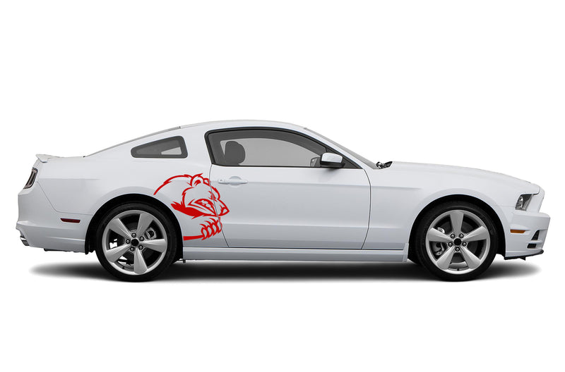 Angry bear side graphics stickers decals for Ford Mustang 2010-2014