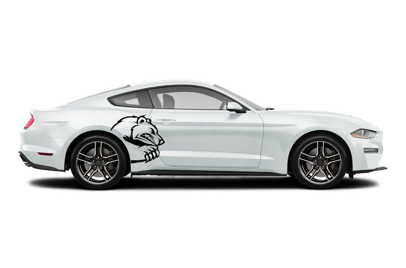 Angry bear side graphics, stickers decals compatible with Ford Mustang